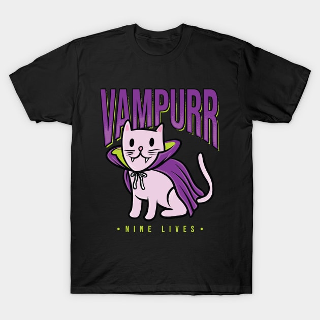 Funny Halloween Vampire Cat lover gifts T-Shirt by Planet of Tees